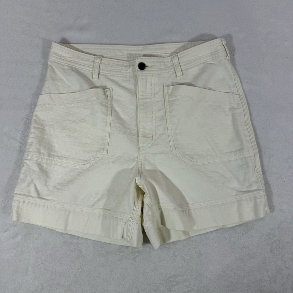 Patagonia Organic Cotton Slub Woven Shorts Womens Sz 10 White 4" Utility Hiking
